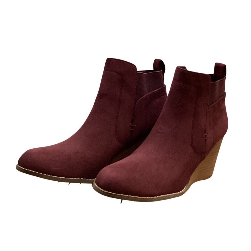 Dolce Vita Goldie Burgundy Suede Wedge Ankle Boots Women's Size 9.5